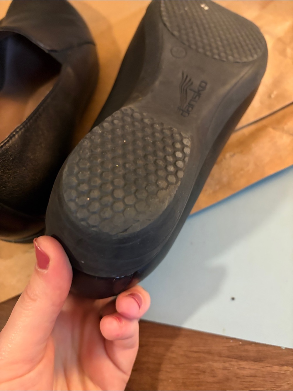 Dansko Black Leather Slip-On Flats - Picture 9 of 9